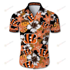 Cincinnati Bengals Floral Pattern Curved Hawaiian Shirt In Orange & Black