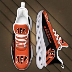 Cincinnati Bengals Logo Black Stripe Pattern 3D Max Soul Sneaker Shoes In Orange