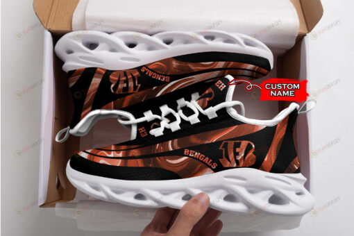 Cincinnati Bengals Logo Color Stripe Pattern Custom Name 3D Max Soul Sneaker Shoes