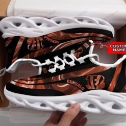 Cincinnati Bengals Logo Color Stripe Pattern Custom Name 3D Max Soul Sneaker Shoes