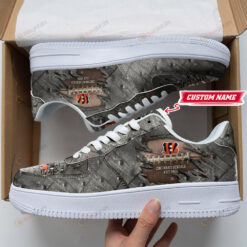 Cincinnati Bengals Logo Cracked Metal Pattern Custom Name Air Force 1 Printed