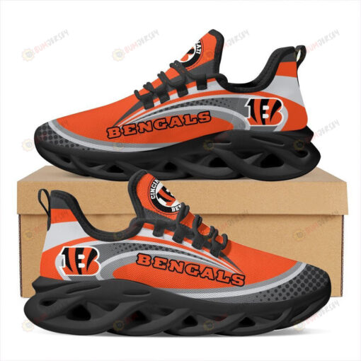 Cincinnati Bengals Logo Curve Pattern 3D Max Soul Sneaker Shoes