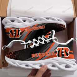 Cincinnati Bengals Logo Custom Name Pattern 3D Max Soul Sneaker Shoes In Black