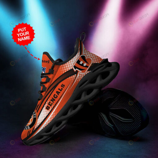 Cincinnati Bengals Logo Polka Dot Curve Line Pattern Custom Name 3D Max Soul Sneaker Shoes