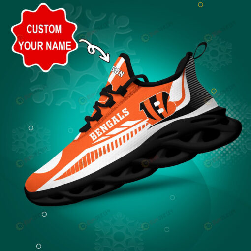 Cincinnati Bengals Logo Stripe Line Pattern Custom Name 3D Max Soul Sneaker Shoes