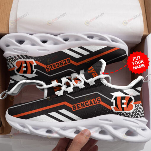 Cincinnati Bengals Logo Stripe Pattern Custom Name 3D Max Soul Sneaker Shoes