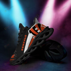 Cincinnati Bengals Logo Torn Pattern 3D Max Soul Sneaker Shoes In Black