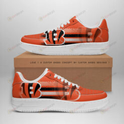 Cincinnati Bengals Shadow Logo Stripe Pattern Air Force 1 Printed In Orange