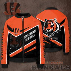 Cincinnati Bengals Team Logo Pattern Bomber Jacket - Orange And Black