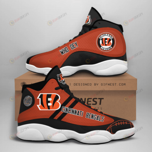 Cincinnati Bengals Who Dey Air Jordan 13 Sneaker Shoes In Orange Black