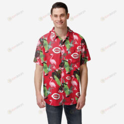 Cincinnati Reds Floral Button Up Hawaiian Shirt