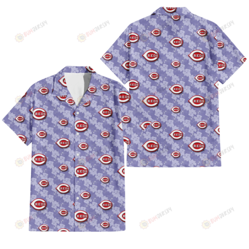 Cincinnati Reds Light Purple Hibiscus Pattern Stripe Powder Purple 3D Hawaiian Shirt