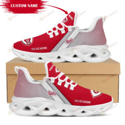 Cincinnati Reds Logo Custom Name Pattern 3D Max Soul Sneaker Shoes In Red And Gray