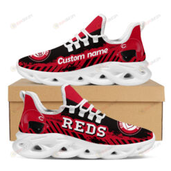 Cincinnati Reds Logo Helmet And Stripe Pattern Custom Name 3D Max Soul Sneaker Shoes