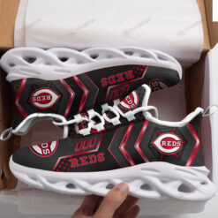 Cincinnati Reds Logo Pattern Custom Name 3D Max Soul Sneaker Shoes In Black