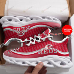 Cincinnati Reds Logo Pattern Custom Name 3D Max Soul Sneaker Shoes In Red