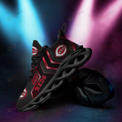 Cincinnati Reds Logo Red Line Pattern 3D Max Soul Sneaker Shoes In Black