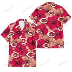 Cincinnati Reds Red Beige Hibiscus Beige Background 3D Hawaiian Shirt