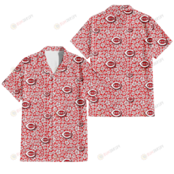 Cincinnati Reds Tiny White Hibiscus Pattern Red Background 3D Hawaiian Shirt