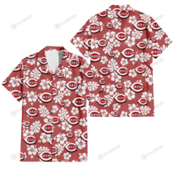 Cincinnati Reds White Hibiscus Indian Red Background 3D Hawaiian Shirt