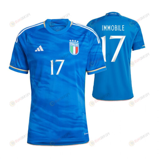 Ciro Immobile 17 Italy National Team 2023-24 Home Men Jersey - Blue