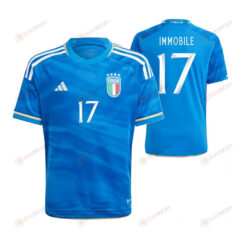 Ciro Immobile 17 Italy National Team 2023/24 Home Youth Jersey - Blue