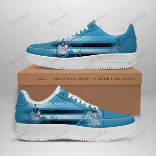 Citadel Bulldogs Logo Stripe Pattern Air Force 1 Printed In Blue