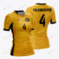 Clare Polkinghorne 4 Australia 2023 Women Home Jersey - Yellow - All Over Printed Jersey