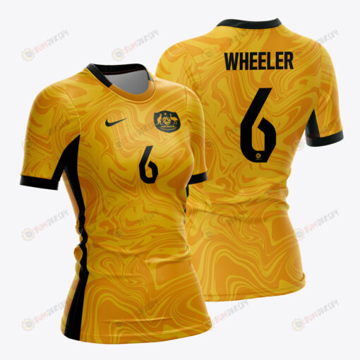 Clare Wheeler 6 Australia 2023 Women Home Jersey - Yellow - All Over Printed Jersey