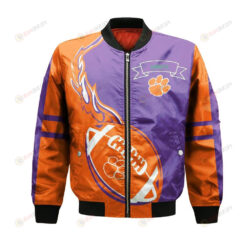 Clarkson Golden Knights Bomber Jacket 3D Printed Flame Ball Pattern