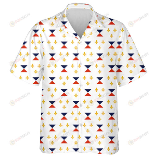 Classic Blue And Red New Orleans Flag Illustration Hawaiian Shirt