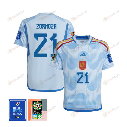 Claudia Zornoza 21 Spain 1 Star FIFA Patch Women's National Team 2023-24 World Cup Away Jersey