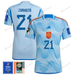 Claudia Zornoza 21 Spain 1 Star FIFA Patch Women's National Team 2023-24 World Cup Away WOMEN Jersey