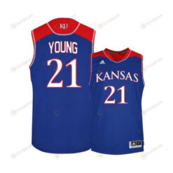 Clay Young 21 Kansas Jayhawks Basketball Men Jersey - Blue