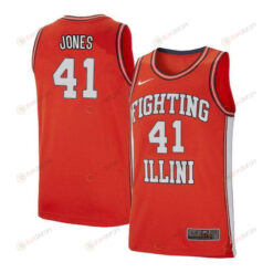 Clayton Jones 41 Illinois Fighting Illini Retro Elite Basketball Men Jersey - Orange