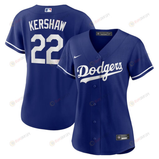 Clayton Kershaw 22 Los Angeles Dodgers Alternate Women Jersey - Royal