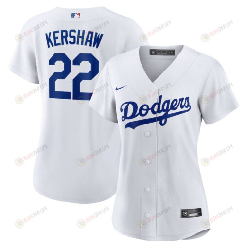 Clayton Kershaw 22 Los Angeles Dodgers Women Home Jersey - White