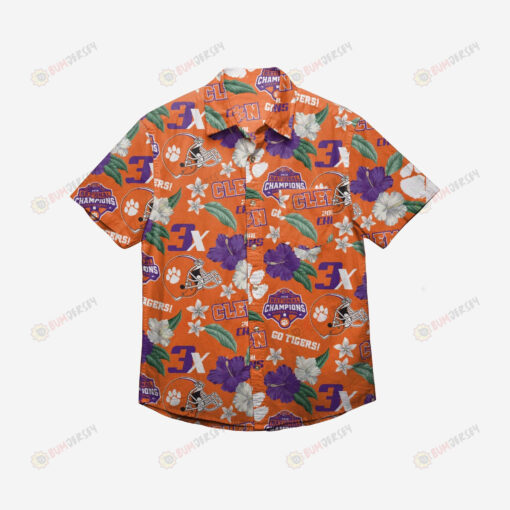 Clemson Tigers 2018 Football National Champions Floral Button Up Hawaiian Shirt