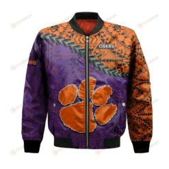 Clemson Tigers Bomber Jacket 3D Printed Grunge Polynesian Tattoo