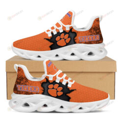 Clemson Tigers Cracked Design Logo Pattern Custom Name 3D Max Soul Sneaker Shoes