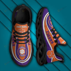 Clemson Tigers Logo Curve Border Pattern Custom Name 3D Max Soul Sneaker Shoes