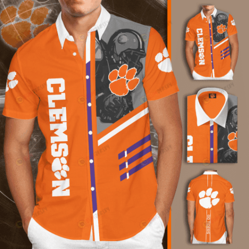 Clemson Tigers Logo Curved Hawaiian Shirt In Orange