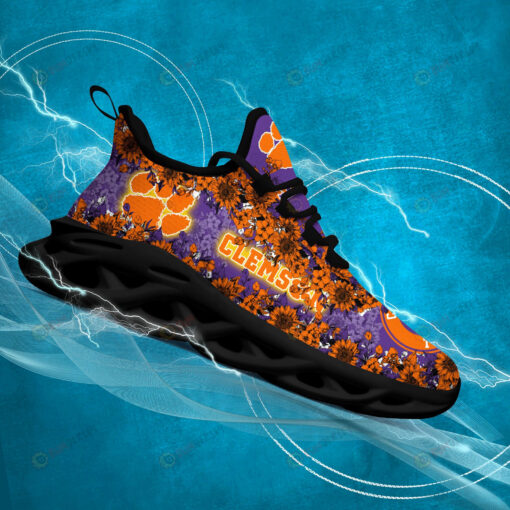 Clemson Tigers Logo Flower Pattern 3D Max Soul Sneaker Shoes