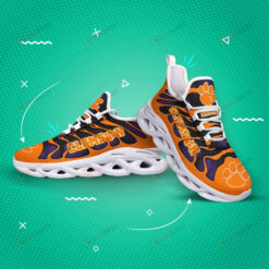 Clemson Tigers Logo Hole Pattern 3D Max Soul Sneaker Shoes In Orange