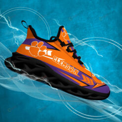 Clemson Tigers Logo Pattern 3D Max Soul Sneaker Shoes In Orange Purple