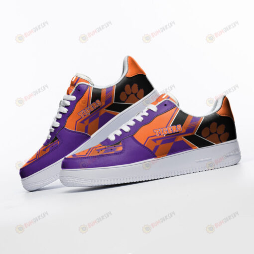 Clemson Tigers Logo Pattern Air Force 1 Printed In Orange Purple