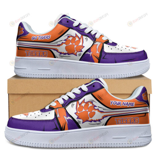 Clemson Tigers Logo Pattern Custom Name Air Force 1 Printed