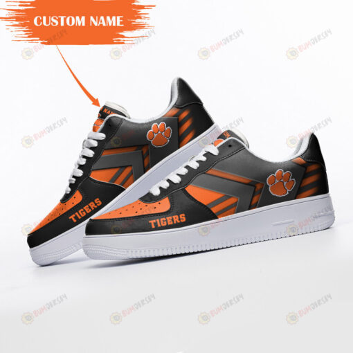 Clemson Tigers Logo Pattern Custom Name Air Force 1 Printed In Black Orange