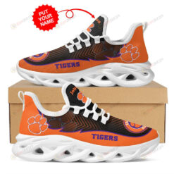 Clemson Tigers Logo Pattern In orange and black Custom Name 3D Max Soul Sneaker Shoes