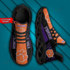 Clemson Tigers Logo Paw Pattern Custom Name 3D Max Soul Sneaker Shoes